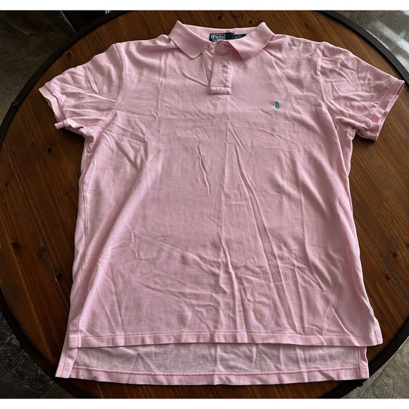 Ralph Lauren Polo Golf Shirt Custom Fit Mens XL Pink w/Teal Pony Short Sleeve - Picture 7 of 13